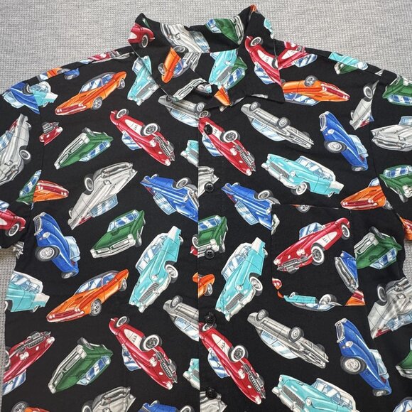 Vintage Classic Cars Handmade Mens Button Up Shirt Black Short Sleeve Size XL? - Picture 15 of 16